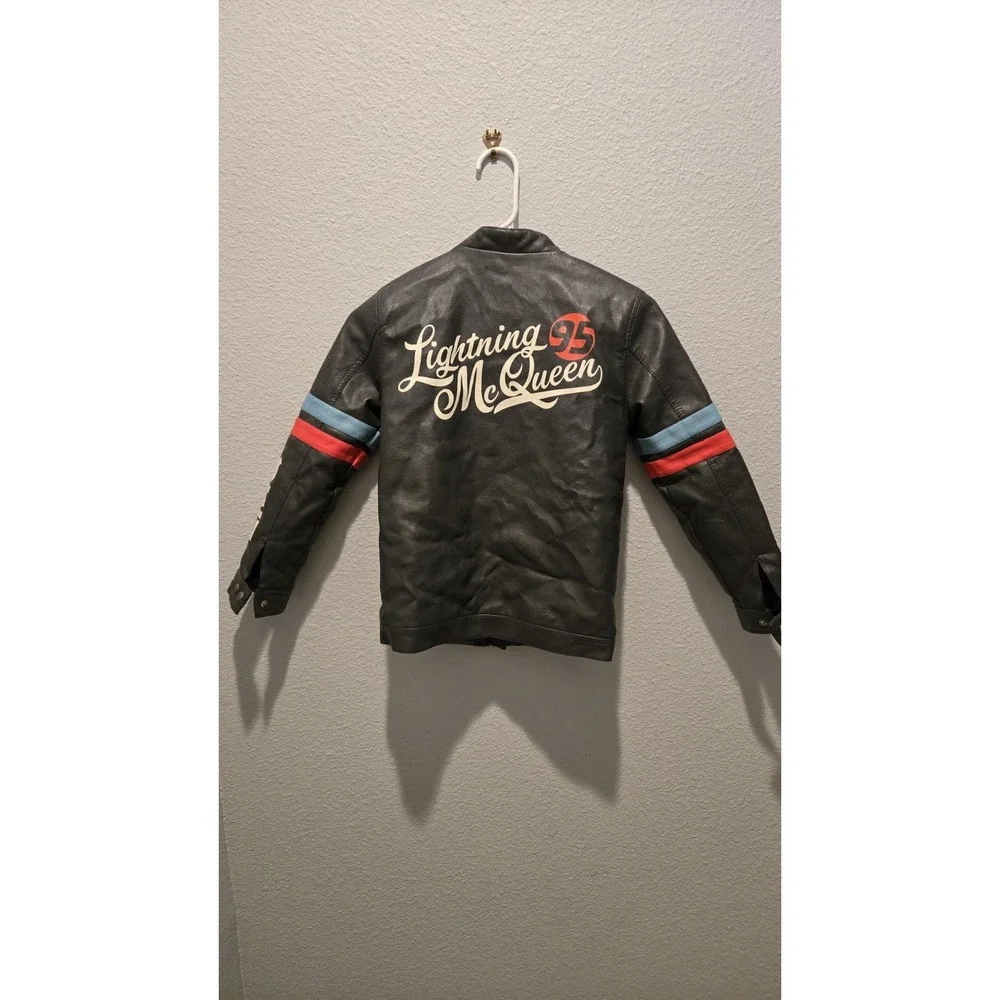 Disney Cars Lightning McQueen 95 Kids Faux Leather Jacket Size 7/8